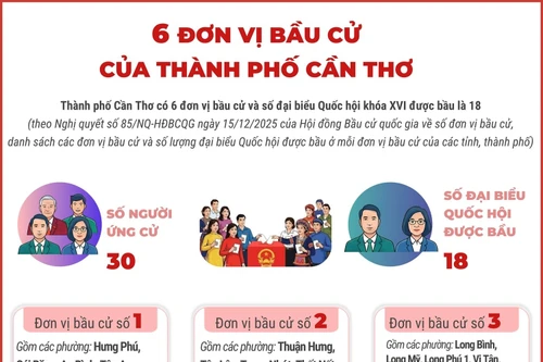 6 đơn vị bầu cử của thành phố Cần Thơ