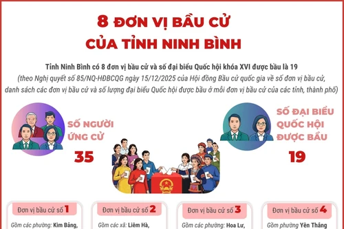 8 đơn vị bầu cử của tỉnh Ninh Bình