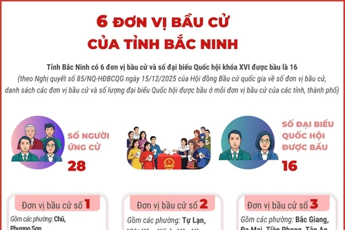 6 đơn vị bầu cử của tỉnh Bắc Ninh