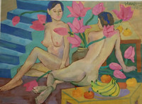 Tranh nude làm mãn nhãn người xem tại triển lãm đầu năm