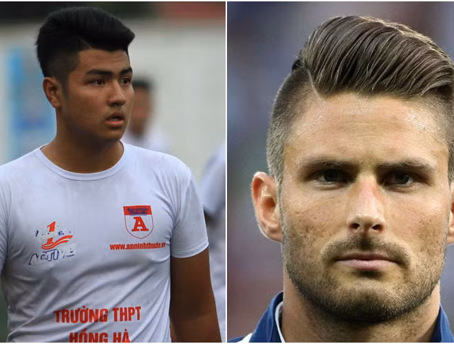 Hẳn chàng cầu thủ của trường THPT Hồng Hà này rất mê Olivier Giroud thì mới cắt tóc giống chân sút của Arsenal đến vậy.