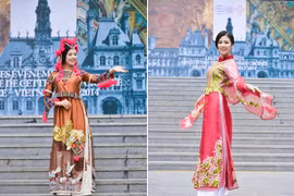 Hoa hậu Ngọc Hân mang áo dài thổ cẩm đến “kinh đô thời trang Paris”
