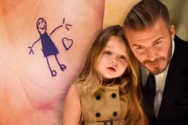 Beckham khoe hình xăm ngộ nghĩnh do con gái rượu thực hiện