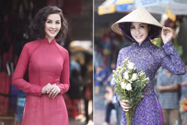 MC Thanh Mai diện áo dài đi “sắm” Tết