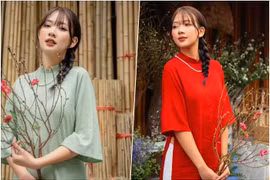 Á hậu Hoa Đan bị nhầm là cô dâu khi diện áo dài xuống phố ngày giáp Tết