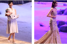 Xuân Lan bế con gái đi catwalk, Lê Thúy ngất xỉu trên sàn diễn