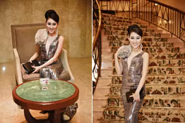 Hoa hậu Huỳnh Thúy Anh diện đầm quý phái, khoe nhan sắc nổi bật