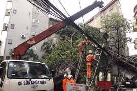 EVNHANOI: Sớm cấp điện trở lại cho khách hàng bị ảnh hưởng bởi bão số 3