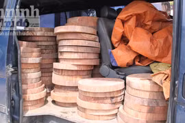 Thu giữ gần 200 thớt gỗ nghiến thành phẩm không rõ nguồn gốc
