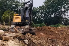 Bắt quả tang trường hợp san lấp đất trái phép tại ven sông Hồng