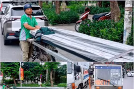 Xử lý hàng loạt phương tiện chở hàng hóa gây nguy hiểm trên địa bàn quận Long Biên