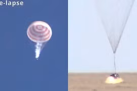 Khoảnh khắc tàu vũ trụ Soyuz MS-22 Nga trở về Trái đất