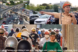 Cảnh ùn tắc sau 1 tuần phân luồng giao thông để thi công 2 cầu thép ở nút giao Mai Dịch, Hà Nội
