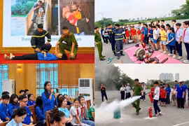 Học sinh hào hứng hóa thân thành lính cứu hỏa, trang bị kỹ năng sinh tồn