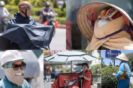 Nắng nóng Hà Nội đỉnh điểm: Những hình ảnh muôn kiểu chống nóng để mưu sinh ở Hà Nội