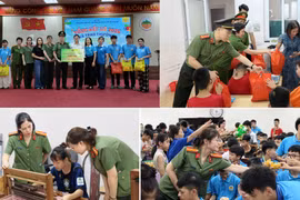 Hình ảnh Công an phường mang niềm vui đến trẻ em khuyết tật Thụy An