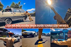 Công an Hà Nội xuyên trưa đảm bảo trật tự an toàn giao thông, giúp dân dưới "chảo lửa" 48 độ C 