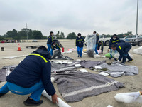 Cận cảnh diễn tập sự cố 200 lít xăng máy bay bị tràn ra sân đỗ, gây cháy tại Nội Bài