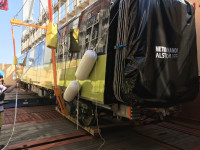 Cận cảnh quá trình vận chuyển đoàn tàu đầu tiên tuyến metro Nhổn- Ga Hà Nội tại cảng Dunkirk