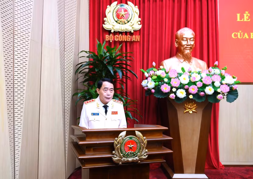 Thượng tướng Lê Quốc Hùng, Chủ nhiệm Ủy ban Kiểm tra Đảng ủy Công an trung ương nhiệm kỳ 2025 – 2030 phát biểu nhận nhiệm vụ.