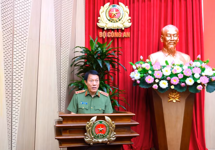 Đại tướng Lương Tam Quang, Bí thư Đảng ủy Công an trung ương phát biểu chỉ đạo tại Lễ công bố.