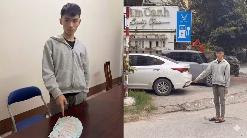 Đối tượng Hải tại Cơ quan Công an và tại nơi thực hiện hành vi phạm tội.