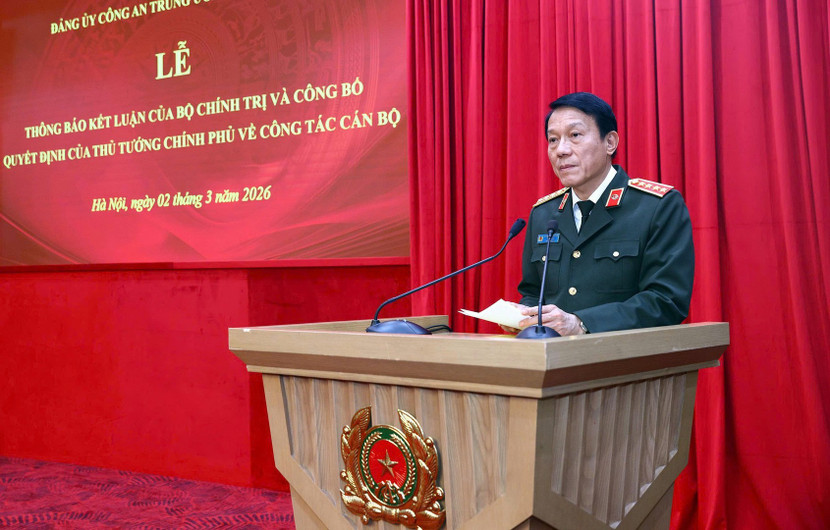 Bộ trưởng Lương Tam Quang phát biểu tại Lễ thông báo Kết luận của Bộ Chính trị và công bố Quyết định của Thủ tướng Chính phủ về công tác cán bộ.