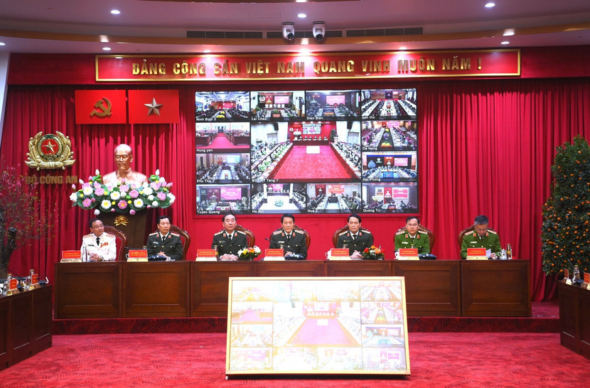 Các đồng chí lãnh đạo Bộ Công an dự Hội nghị giao ban Bộ đầu Xuân Bính Ngọ 2026.