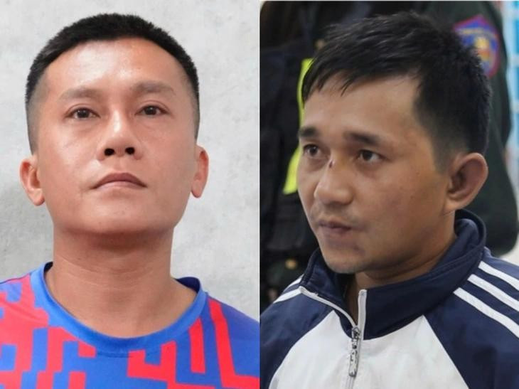 Bị can Phạm Anh Tài (trái) và Lê Văn Ân thời điểm bị bắt.