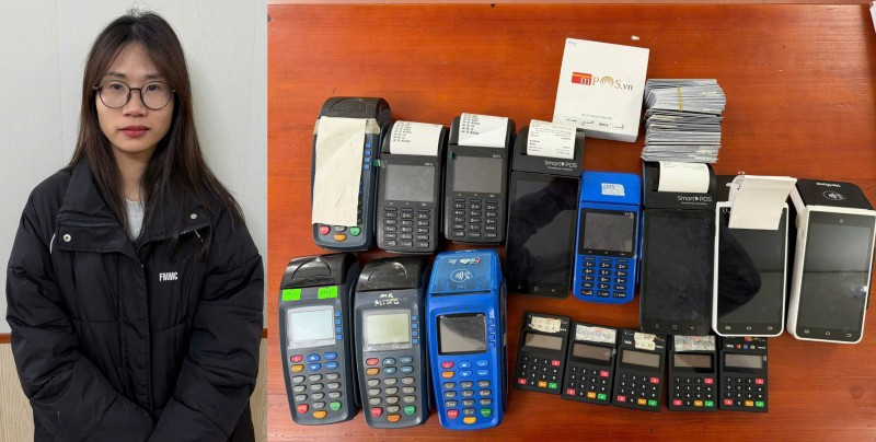 Đối tượng Trương Thị Hoài và tang vật vụ án.