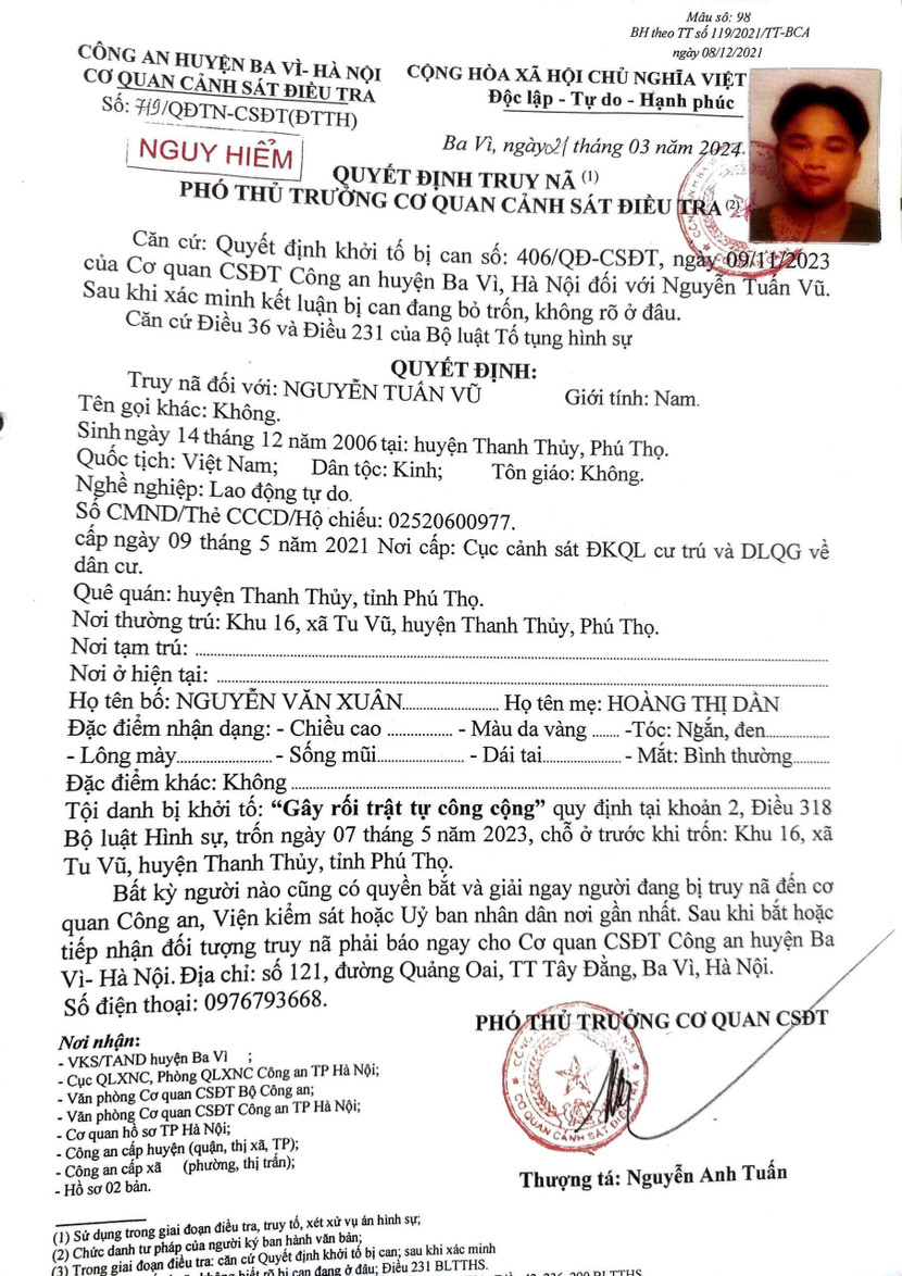 Thanh niên 19 tuổi bị bắt theo quyết định truy nã nguy hiểm ảnh 2