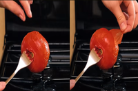 [ẢNH] Tuyệt chiêu giúp bóc vỏ củ quả chỉ trong nháy mắt