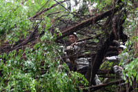 Xúc động hình ảnh những chiến sỹ Công an ngày đêm bám đường giải quyết hậu quả sau bão