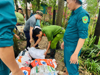 Công an huyện Sóc Sơn xuống đồng, cứu vớt hoa màu giúp nhân dân