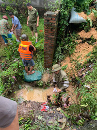 Công an huyện Sóc Sơn xuống đồng, cứu vớt hoa màu giúp nhân dân