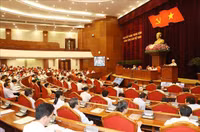 Hình ảnh Tổng Bí thư chủ trì Hội nghị sơ kết của Ban chỉ đạo chống tham nhũng cấp tỉnh