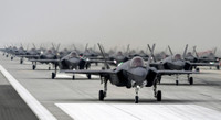 Phi đội 28 tiêm kích F-35A Hàn Quốc thực hiện màn 'voi đi bộ'