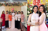 [ẢNH] Đám cưới miền Tây đặc biệt của Á hậu Thúy An: Nhà trai đi thuyền, cô dâu vàng đeo ‘trĩu cổ’, dàn phù dâu toàn Hoa hậu