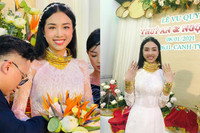 [ẢNH] Đám cưới miền Tây đặc biệt của Á hậu Thúy An: Nhà trai đi thuyền, cô dâu vàng đeo ‘trĩu cổ’, dàn phù dâu toàn Hoa hậu