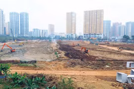 Cấm ô tô lưu thông trên đường Trung Thư để thi công hồ điều hòa Mễ Trì