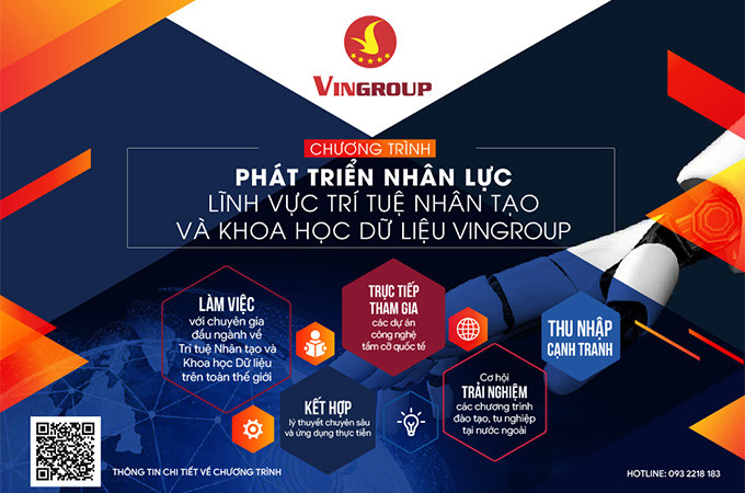 Chương trình phát triển nhân lực lĩnh vực trí tuệ nhân tạo và khoa học dữ liệu Vingroup bắt đầu nhận hồ sơ ứng tuyển từ ngày 21/8/2020.