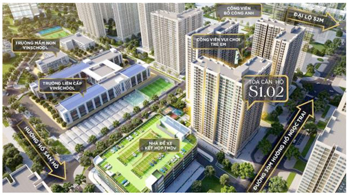 Tòa căn hộ S1.02 nằm ở vị trí tâm điểm, dễ dàng kết nối tới các tiện ích nổi bật của đại đô thị trong 5 phút di chuyển