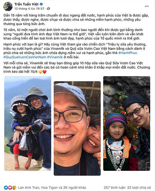 Bài viết hưởng ứng chiến dịch của nhiếp ảnh gia Trần Tuấn Việt đã nhận hơn 2.000 lượt thích và chia sẻ.