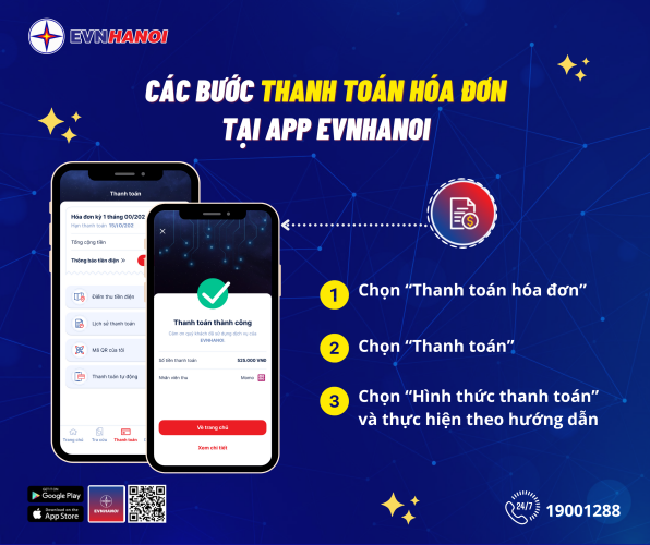 Các bước thanh toán hóa đơn tại App EVNHANOI