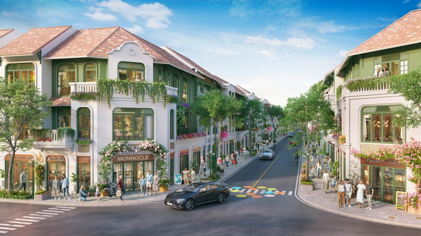 Các căn nhà phố thiết kế độc bản cùng lợi thế mặt tiền rộng (Ảnh: Sun Property)