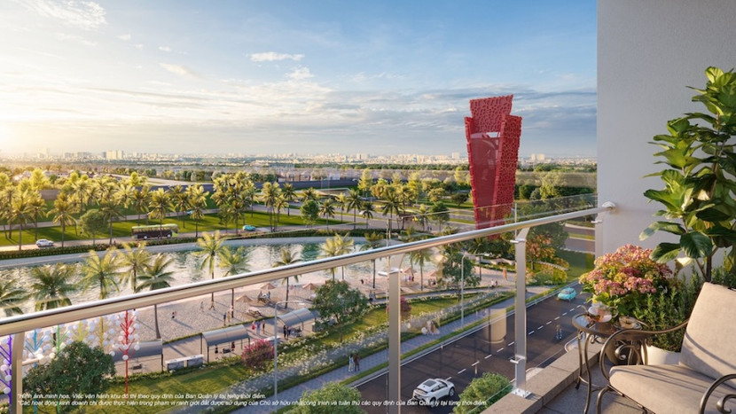 Tầm nhìn khoáng đạt ra không gian xanh từ ban công căn hộ The Royce
