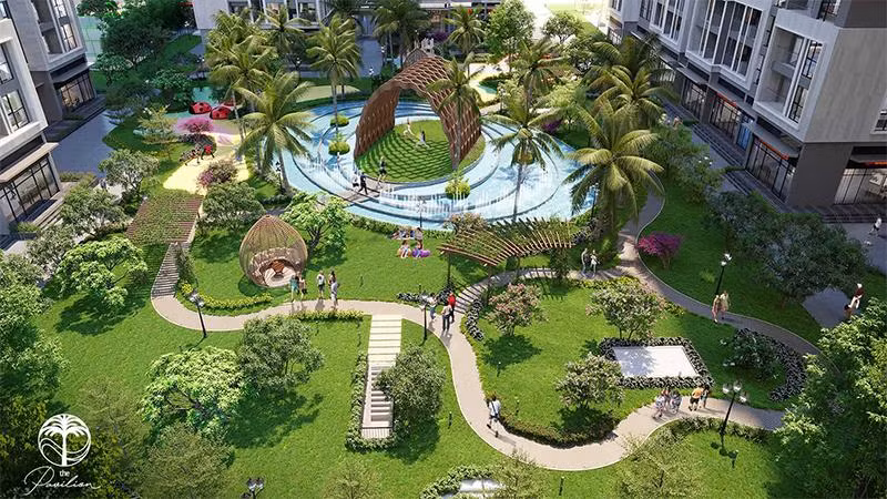 Cư dân tòa căn hộ P1 có thể thỏa sức thư giãn cùng thiên nhiên mỗi ngày, hít thở bầu không khí tinh khiết từ vườn thực vật Botanic Garden rộng 1,6ha