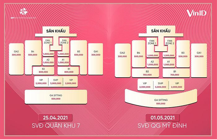 Các hạng mục vé tại liveshow “Tri Âm”. Các hạng mục vé tại liveshow “Tri Âm”.