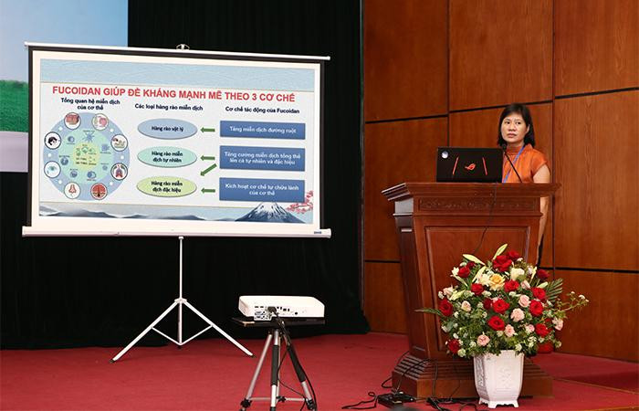TS.BS. Vũ Thị Thanh - Trưởng phòng dinh dưỡng điều trị - Trung tâm dinh dưỡng lâm sàng - BV Bạch Mai chia sẻ về lợi ích của Fucoidan từ tảo nâu, giúp cải thiện sức khỏe.