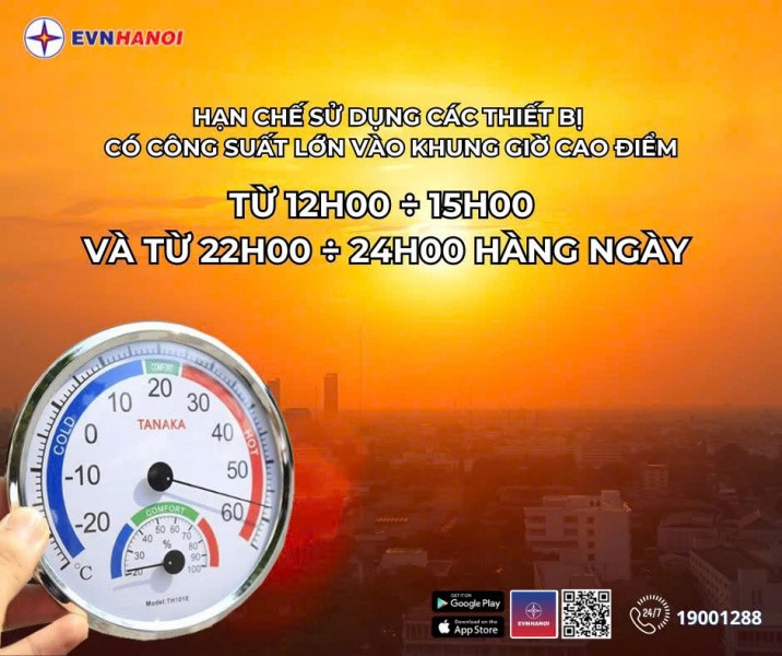 Hạn chế sử dụng các thiết bị có công suất lớn trong khung giờ cao điểm Hạn chế sử dụng các thiết bị có công suất lớn trong khung giờ cao điểm